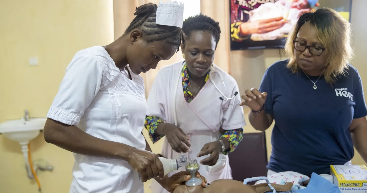 nurses learning neonatal care